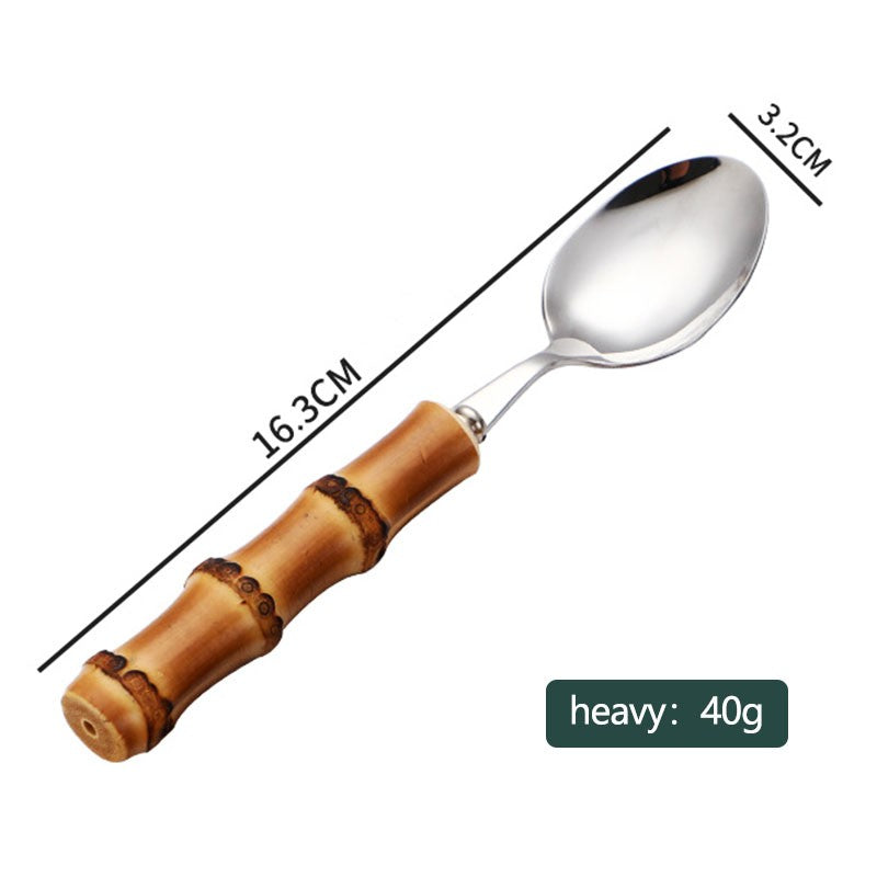 Conjunto de Talheres de Bambu 1 peça/4 peças Aço Inoxidável Dourado Faca Garfo Colher Louça Talheres Seguros para Lava-louças Conjunto de Talheres