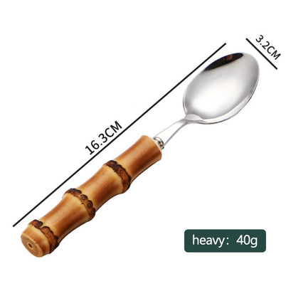 Conjunto de Talheres de Bambu 1 peça/4 peças Aço Inoxidável Dourado Faca Garfo Colher Louça Talheres Seguros para Lava-louças Conjunto de Talheres