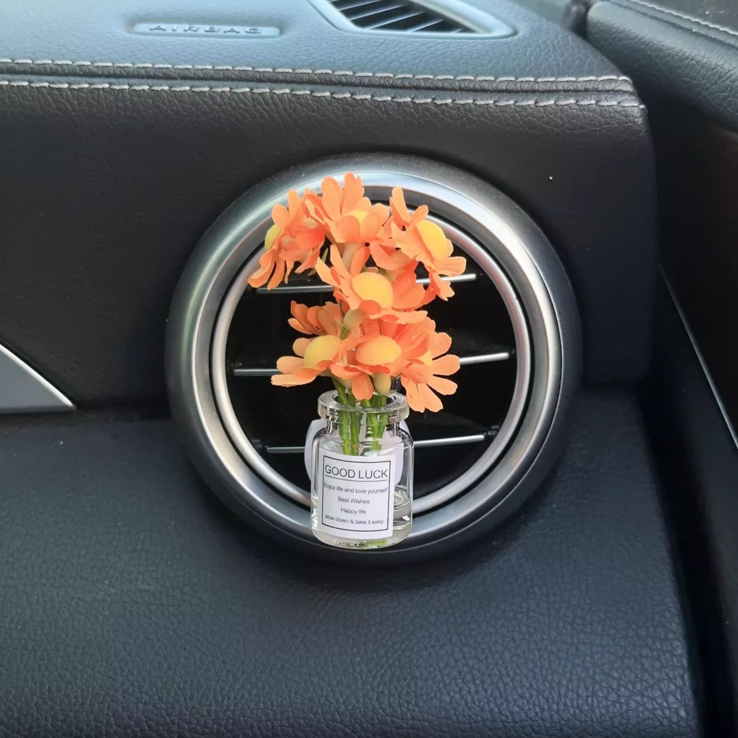 Enfeites de clipe de saída de ar do console central do carro, flores simuladas, clipe de carro, enfeites de vaso de vidro de jasmim, respira bebê para meninas, decorações