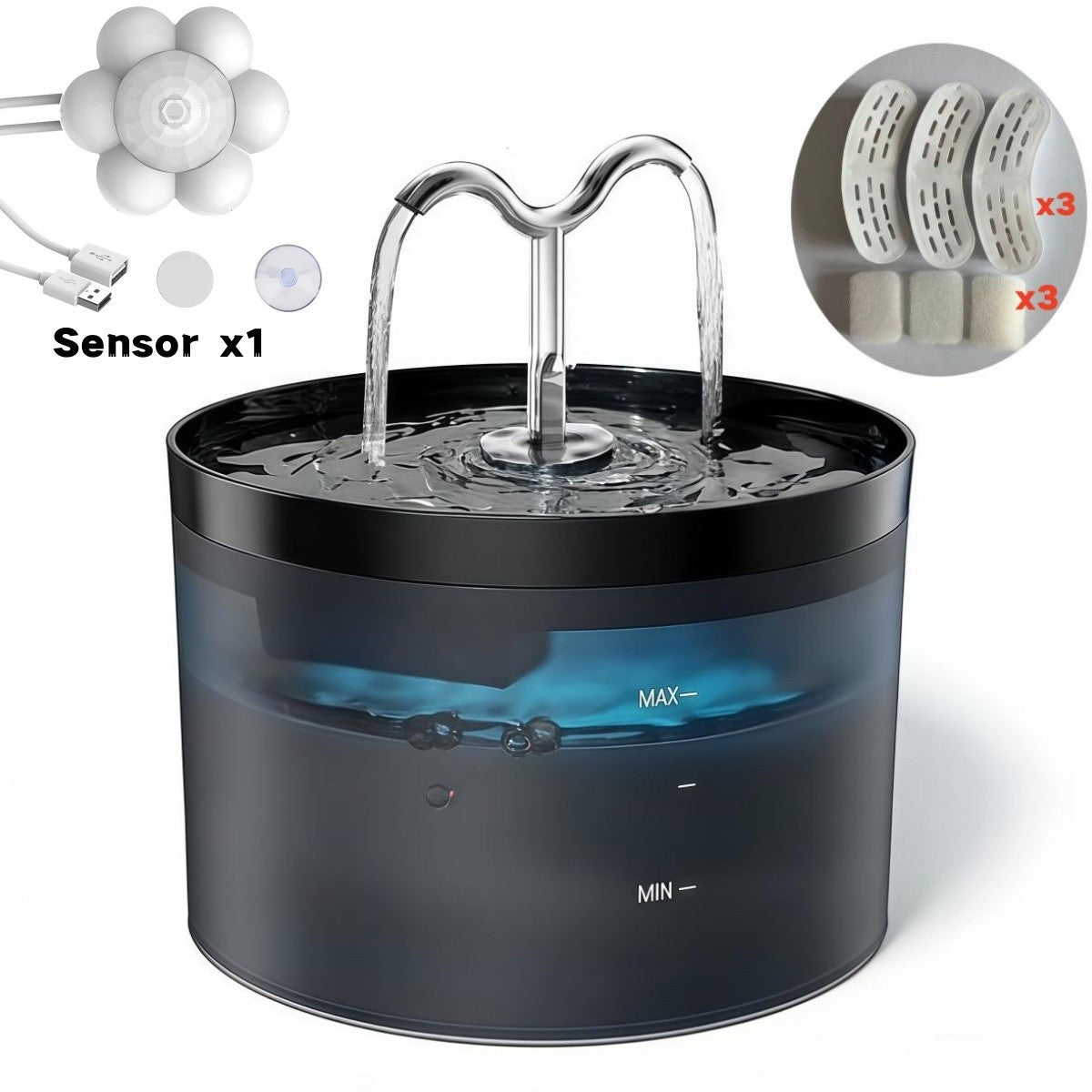 Bebedouro automático para animais de estimação 2,1L Bomba ultra silenciosa torneira para gatos adequado para cães e gatos com sensor USB elétrico