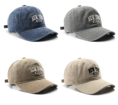 Retro NEW YORK Embroidery Snapback Hat for Men Women Vintage Washed Baseball Caps Spring Autumn Leisure Adjustable Soft Top Hats