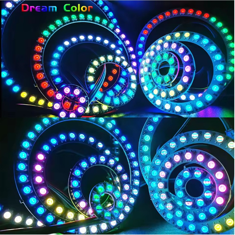 DC5V WS2812B Pixel Ring LED Panel Light Individual 8/16/24/35/45/128 LED Addressable WS2812 IC 5050 RGB LED Ring Module