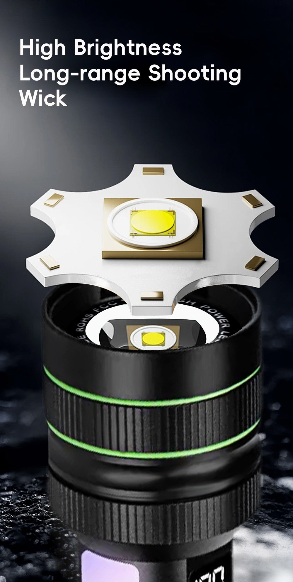 Super Bright Spotlight Long Range LED Flashlight With 26800 Parallel Battery Rechargeable Lamp Tactical Torch Waterproof Lantern