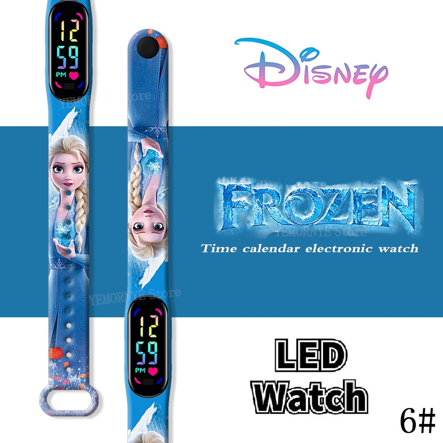 Disney Frozen Digital Kids' Watches Anime Figures LED Luminous Watch Touch Waterproof Electronic Sports Watch Kids Birthday Gift
