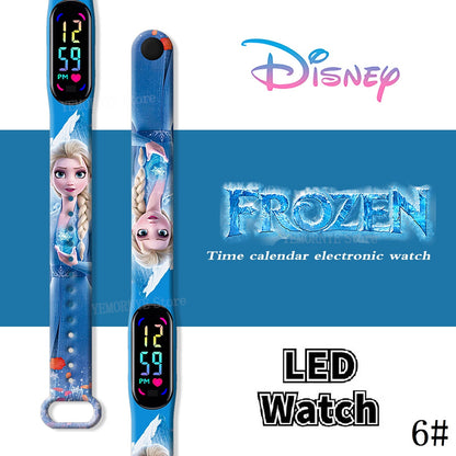 Disney Frozen Digital Kids' Watches Anime Figures LED Luminous Watch Touch Waterproof Electronic Sports Watch Kids Birthday Gift