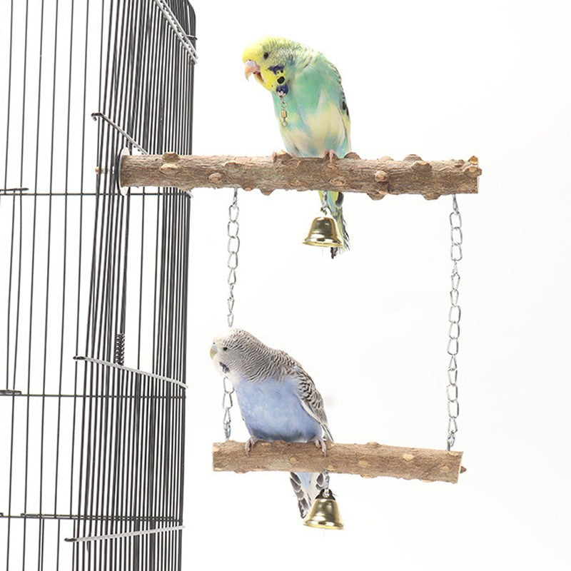 Poleiro de Madeira de Pimenta Camada Dupla para Papagaio Brinquedo para Pássaros, Poleiro Moedor de Garras e Bico para Periquito, Acessórios para Gaiola de Pássaros