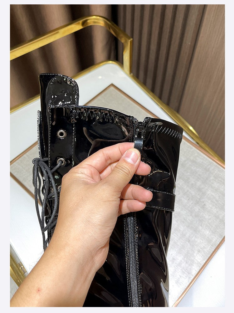 26cm Super High Heel Thigh High Boots Sexy Women Shoes Pole Dance Stripper Shoes Platform Over-the-Knee Zip Crotch High Boots