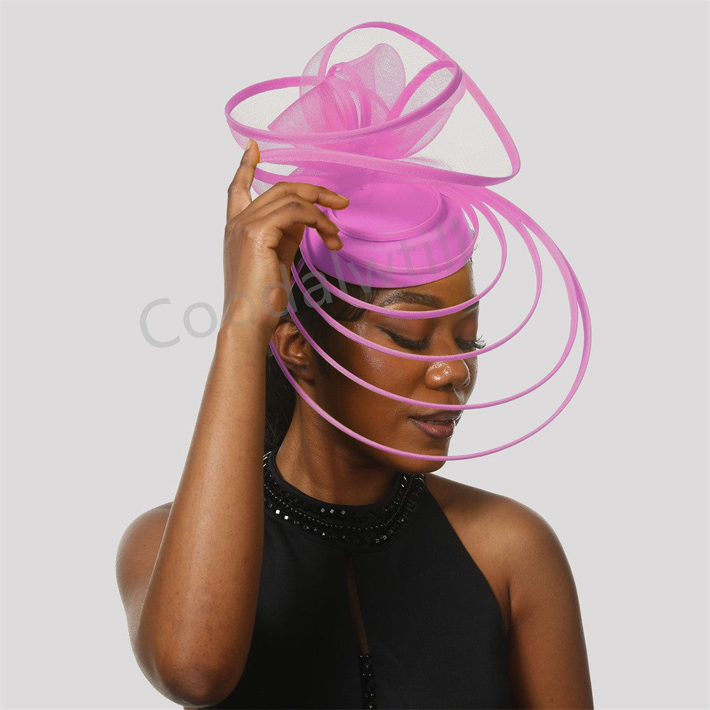 Chapéu Fascinator de Igreja Véu de Casamento de Malha Feminino para Festa Banquete Chapéu Boné Faixa de Cabelo Feminina Festa Chá Royal Ascot Chapéus Pillbox