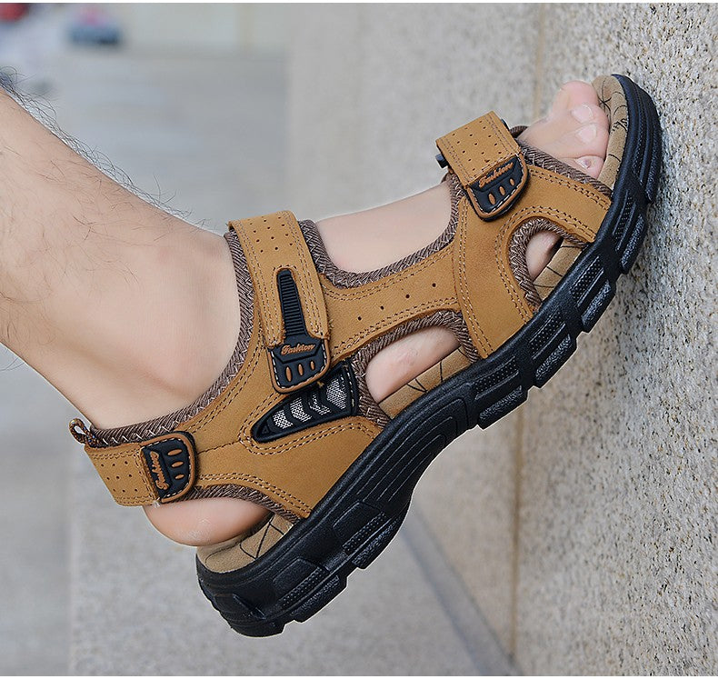 Brand Classic Mens Sandals Summer Genuine Leather Sandals Men Outdoor Casual Lightweight Sandal Fashion Men Sneakers Size 38-46
