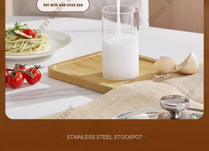 304 Stainless Steel Soup Pot Non-stick Frying Pan with lid Home Hot Pot Induction Cooker Gas Stove wok Food Supplement Milk Pot
