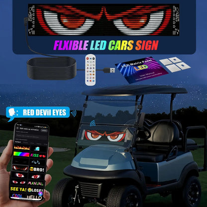 Motorcycle Screen Devil's Eye AI Voice Control LED Display USB Pixel Panel Lights APP Programmable Flexible RGB Matrix Screen