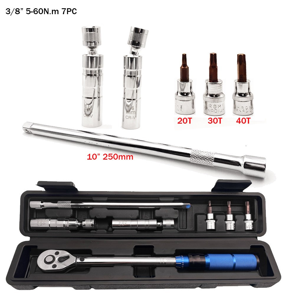 Chave de Torque de Alta Precisão 3/8" 5-60N.m com Encaixe Quadrado ±3% 1pc 3pcs 7pcs 8pcs Conjunto Ferramentas Manuais para Bicicletas Motocicletas Automóveis Faças Você Mesmo