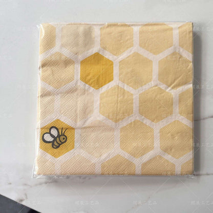 20/60/100pcs Bee Birthday Theme Party Printed Tissue Napkins Bee Printed Decorative Handkerchiefs Cute Bee Party Napkins