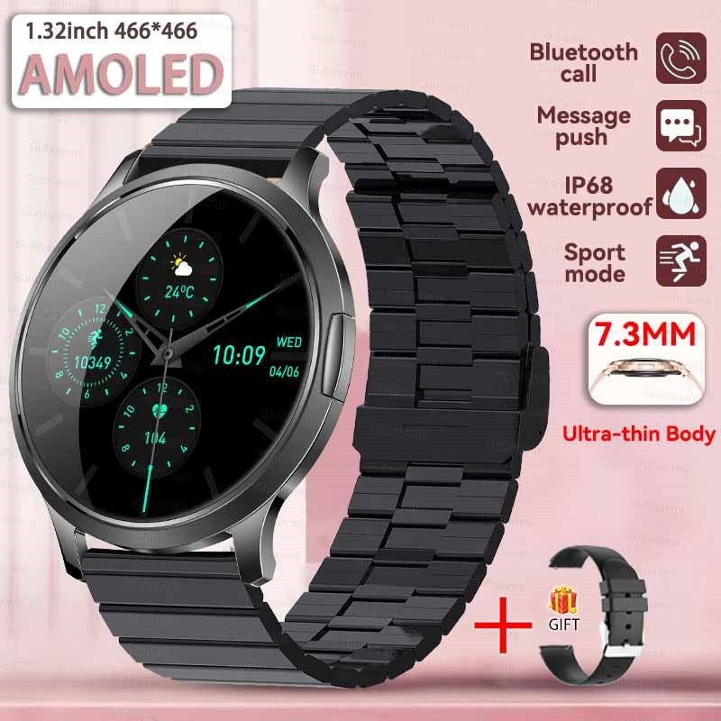 2026New Ultra Slim 1.32" HD AMOLED SmartWatch Women's Screen Always Display Time Heart Rate Calls HD High-end Fashion Smartwatch