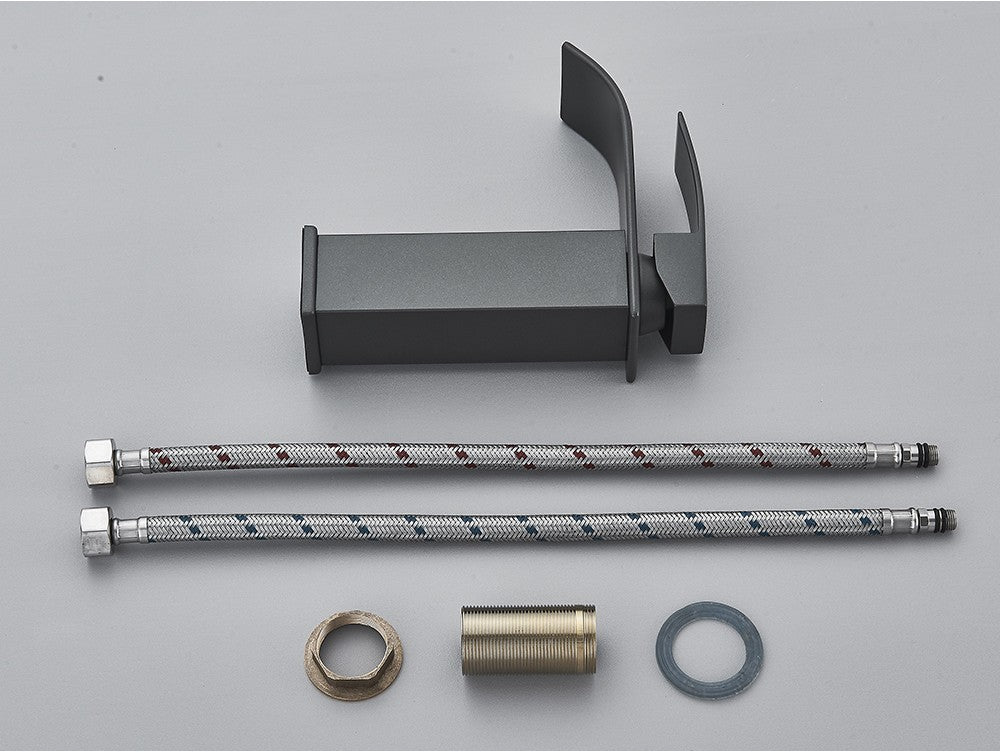 Brushed Golden Basin Faucets Elegant Waterfall Bathroom Sink Faucet Single Lever Hole Deck Mount Brass  Mixer Taps