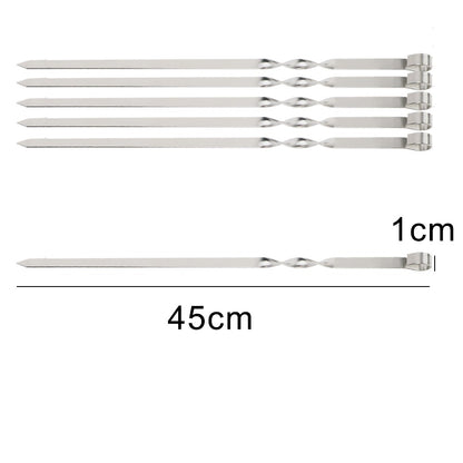 Reusable Grill Sticks Wide BBQ Sticks Stainless Steel Barbecue Skewer Outdoor Camping Picnic 6Pcs Flat BBQ Fork BBQ Utensil