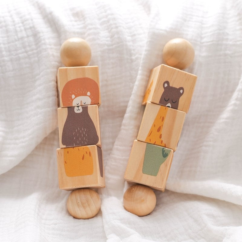 Wooden Animal Rattle Toys for Newborn Wooden Teether Baby 0 12 Months Baby Accessory Cartoon Novel Baby Care Tools Teether Toys