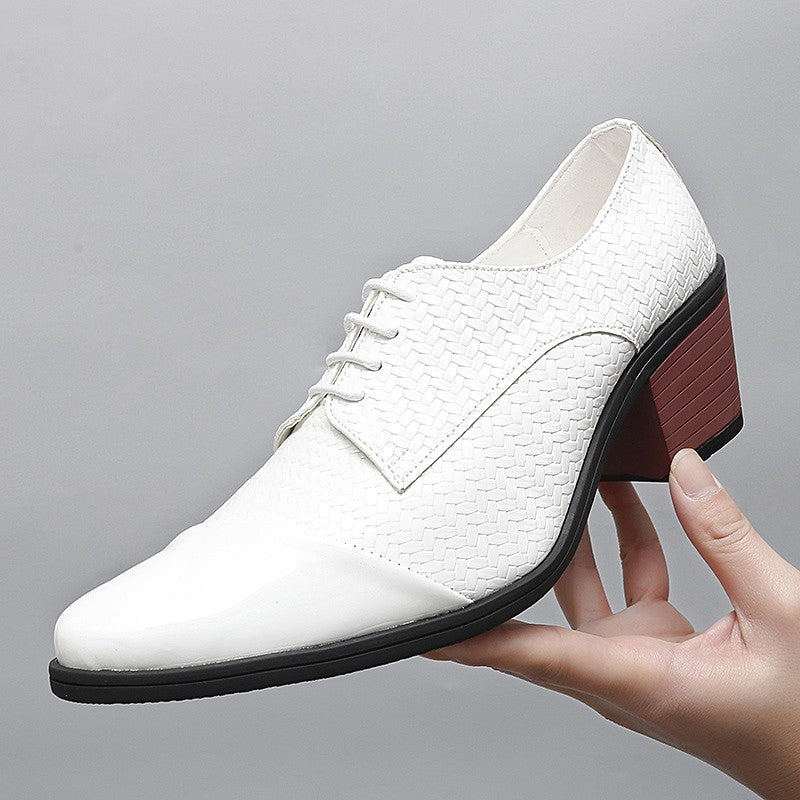 Men's Leather Shoes Banquet Dress Shoes Formal Occasions Men's Business Leather Shoes Office Red High Heels Pointed Shoes