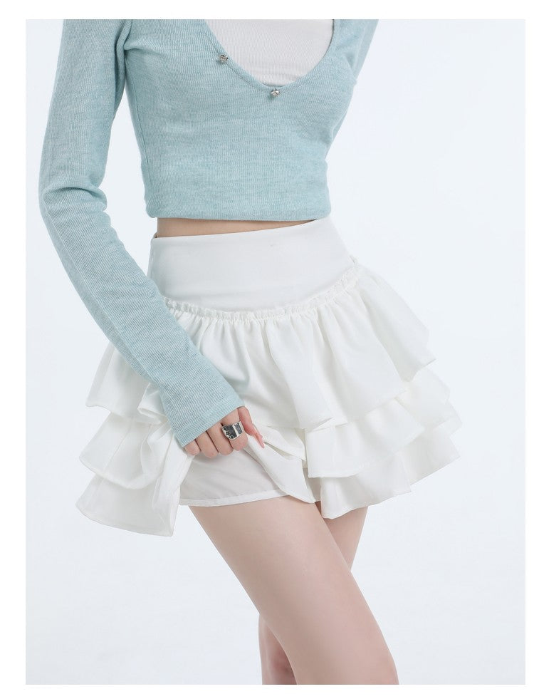 Seoulish Spring Summer Women's Cake Short Skirts 2025 New High Waist Vintage Black Korean Pleated Ball Gown Skirts Female