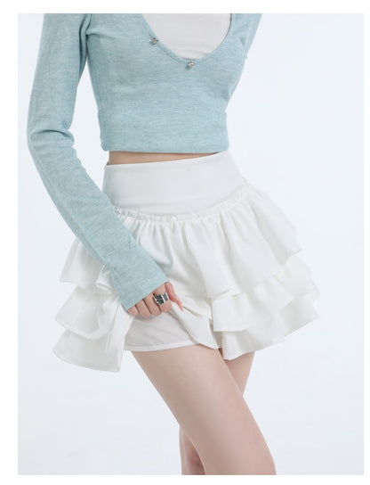 Seoulish Spring Summer Women's Cake Short Skirts 2025 New High Waist Vintage Black Korean Pleated Ball Gown Skirts Female