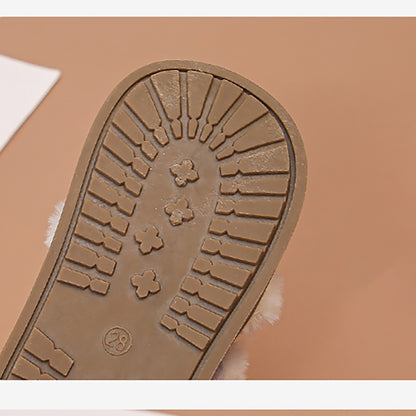 Winter Fur Boots For Girls Thick Warm Children's Plush Snow Boots Soft Warm Velvet Cotton Shoes Winter Kid's Padded Boots