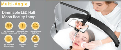 Fosoto 28inch 45w Half-Moon Lamp LED Video Ring Light with Remote Control & Tray Eyelash Extension Salon Professional Lighting