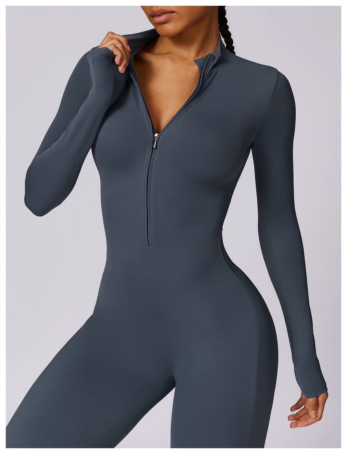 Women Yoga Jumpsuit Fitness Sports Suit Zipper Elastic One-Piece Bodysuits Gym Long Sleeve Gym Runing Push Up Workout Sportwear