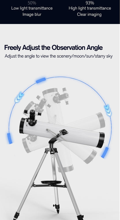 Telescópio Profissional Astronômico 875X F70076 Monocular 114MM de Grande Abertura 76700 para Observação de Estrelas, Pássaros, Lua e Filtro Solar