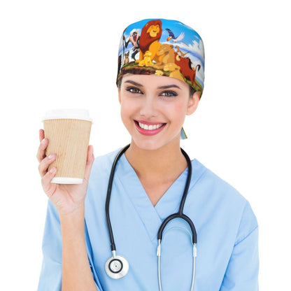 Boné cirúrgico personalizado O Rei Leão, divertido, para homens e mulheres, chapéu de esfoliação, gorro de enfermeira para dentista