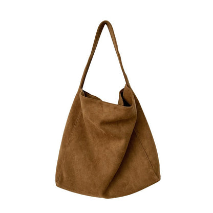Autumn and winter new matte suede tote bag large capacity commuter casual shoulder bag fashionable versatile women's bag