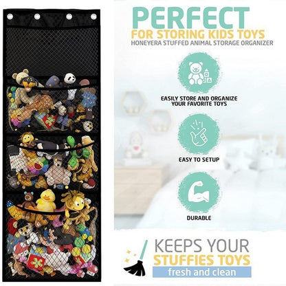 Over Door Hanging Storage Bag for Stuffed Animals & Baby Toys, Hammock Toy Organizer Net, Space-Saving Storage Solution