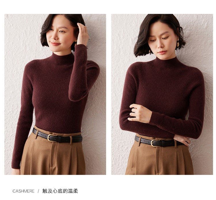 New women's sweater 100% pure cashmere high neck knitted pullover Korean version slim fit hot selling fashionable sweater