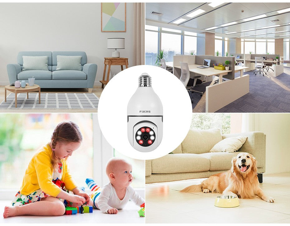 Fuers 5G Wifi IP E27 Bulb Surveillance Camera Night Vision Wireless Home Camera 2MP CCTV Video Security Protection Baby Mini Cam