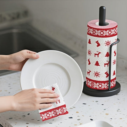 Papel Toalha de Cozinha Natalino Grosso 3 Camadas Descartável Rolo de Limpeza Forte Absorvente Úmido e Seco para Uso Doméstico