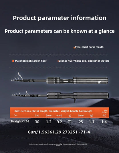 Vara de pesca curta portátil de micro haste de 28 cm, haste branca, com carretel de pesca telescópico ejetor, material de pesca