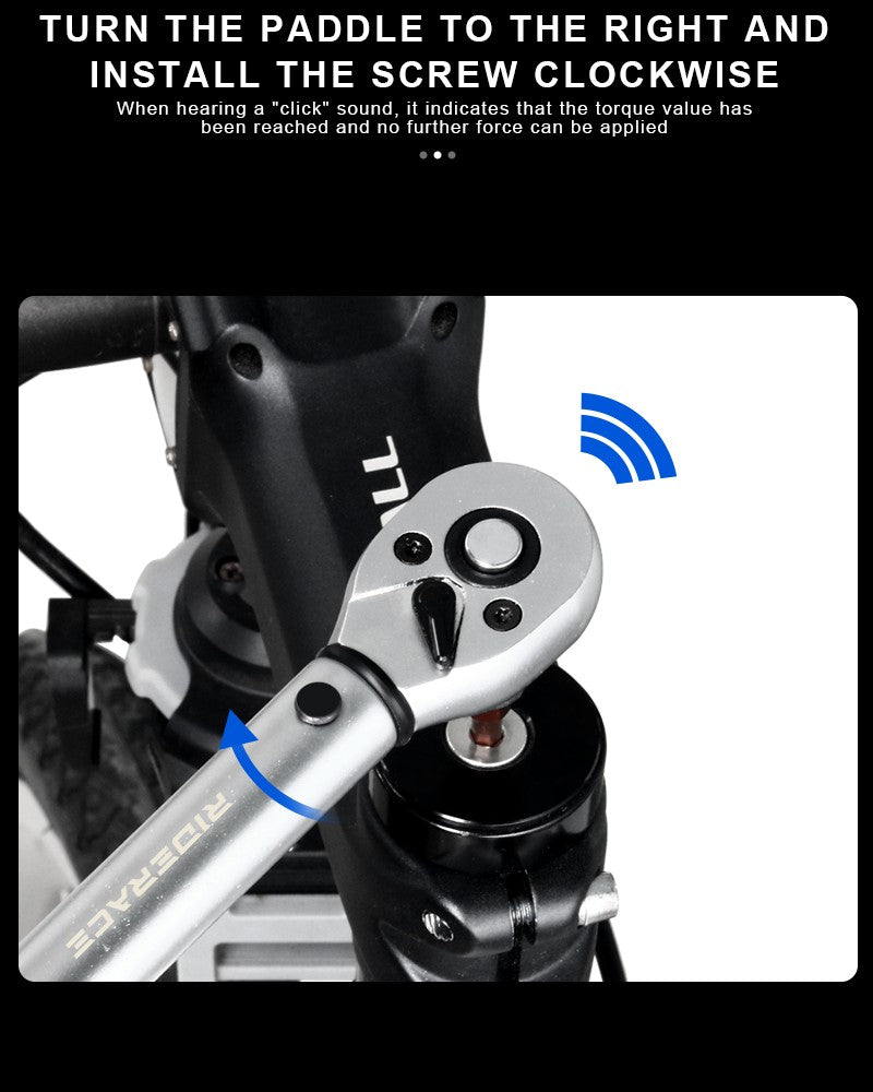 RIDERACE Chave de Torque para Bicicleta Conjunto 15 Peças 1/4" 2-24Nm Chave Allen Dupla Direção para Bicicleta Kit de Reparo Profissional para Motocicleta com Soquetes