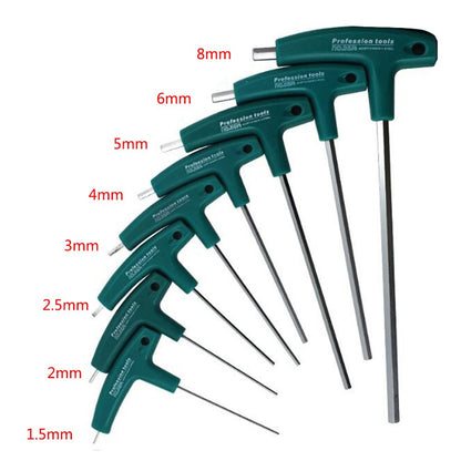 T-Type Hex Key Allen Wrench Set 1.5-6mm Hexagonal Wrench with Rubber Handle for Bicycle Motorcycle Car Repairing Wrench Tools