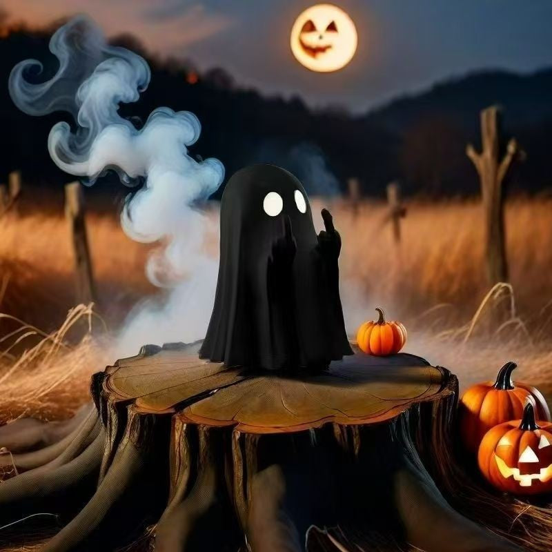Figure Middle Finger Cute Ghost Statue Figure Small Scary Ghost Statue Halloween Home Figure Decoration Table Decoration Shelf