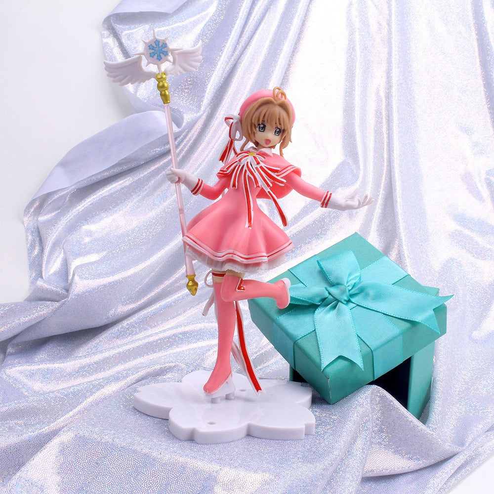 22CM Anime Card Captor Sakura Clear Card-hen Kinomoto Sakura Boneco de Ação em Pé Brinquedo Presente Colecionável