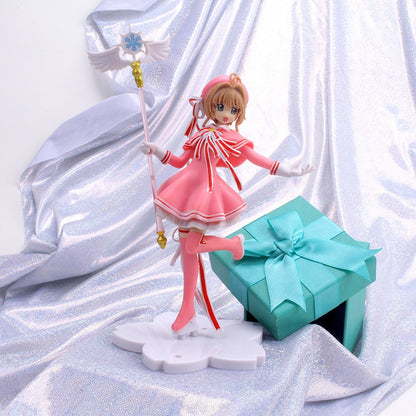 22CM Anime Card Captor Sakura Clear Card-hen Kinomoto Sakura Boneco de Ação em Pé Brinquedo Presente Colecionável