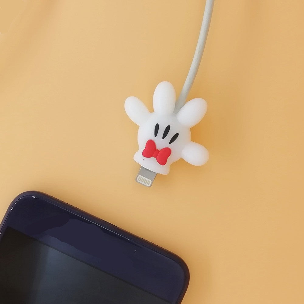 Disney Anime Mickey Mouse Charger Cable Protector Kawaii Stitch Minnie Usb Data LineHead Protection Cover Gifts