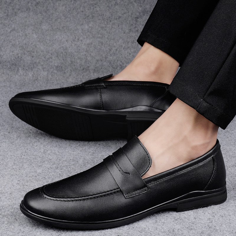 Classics Men's Brown Business Officially Shoes Leather Wedding Party Shoes for Men Quality Loafers Genuine Leather Pointed Shoes