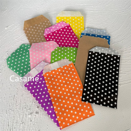 10/25/50 Pcs Small Sack Pouch Mini Dot Kraft Paper Bags Wedding Party Invitation Greeting Cards Paper Gift Bag Birthday