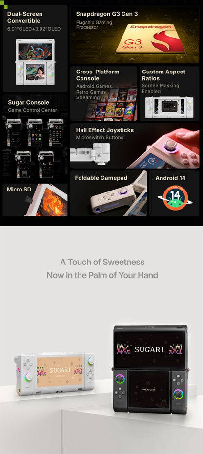 OneXugar SUGAR 1 Foldable Dual OLED Handheld Game Console Android 14 Snapdragon G3 Gen3 16GB 512GB Portable Gaming Handheld