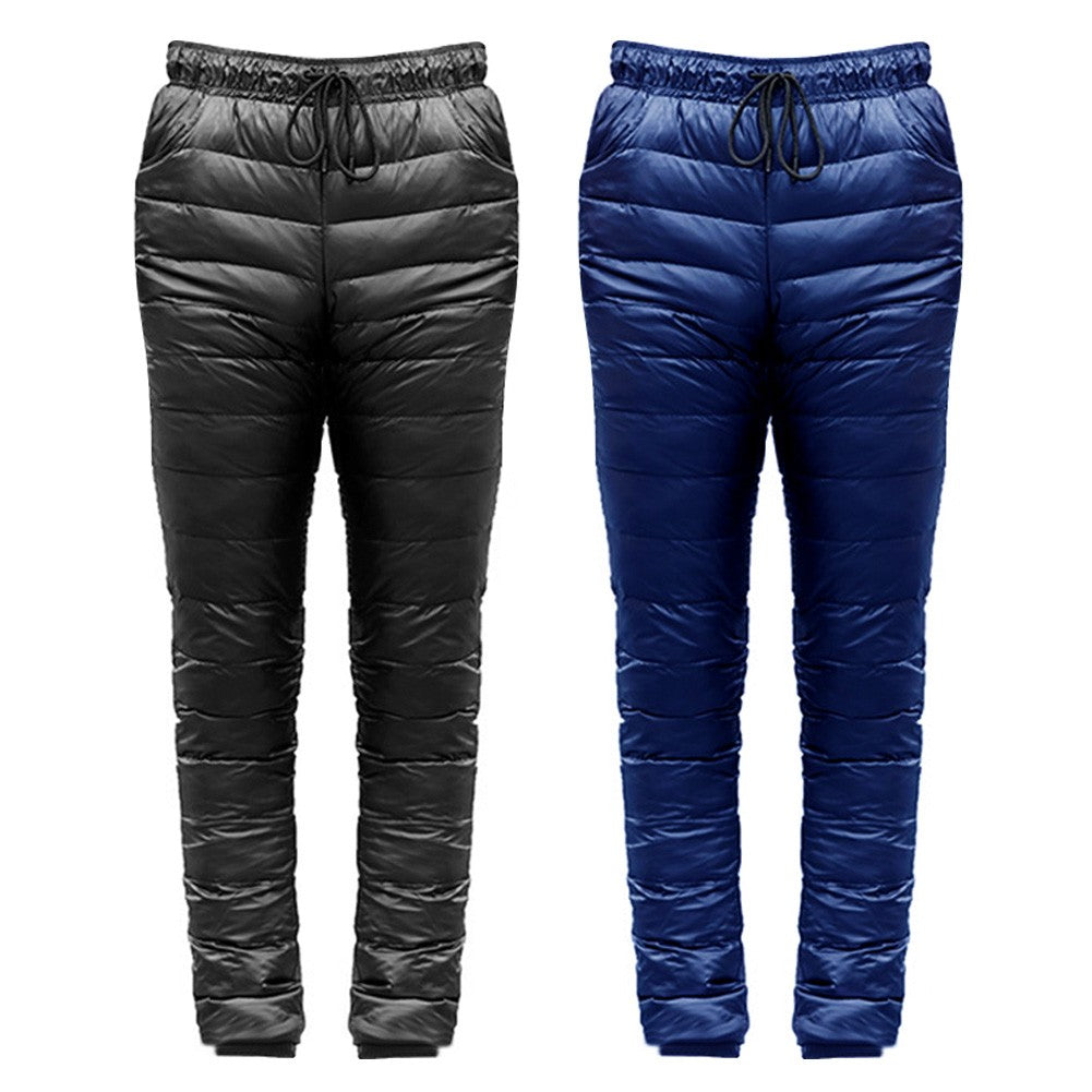 Plus Size Thickened Camp Down Pants Skiing Climbing Warm Slim Trousers Men for Family Outdoor Camping Accessories