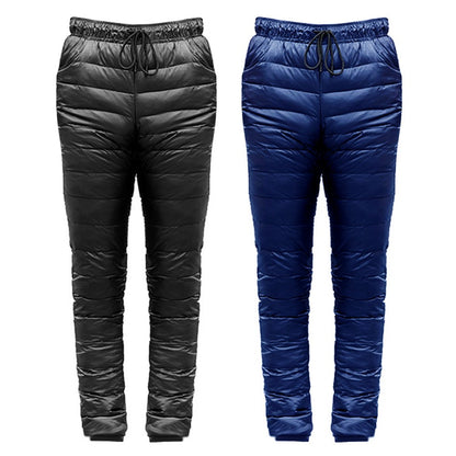 Plus Size Thickened Camp Down Pants Skiing Climbing Warm Slim Trousers Men for Family Outdoor Camping Accessories