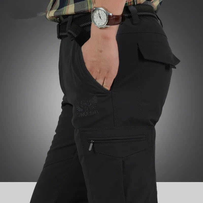 Men's Winter Fleece Tactical Pants Warm Cargo Pant Hunting SoftShell Work Trousers Shark Skin Thick Warm Waterproof Pants M-4XL