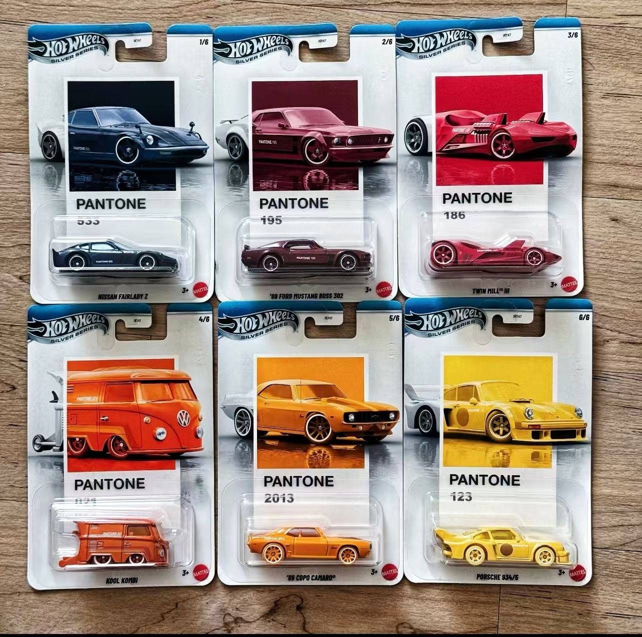 Hot Wheels PANTONE COLOR INSTITUTE JKY47 Silver Set Porsche Camaro Kombi Mustang Nissan 1/64 Alloy Die-cast Car Model Collection