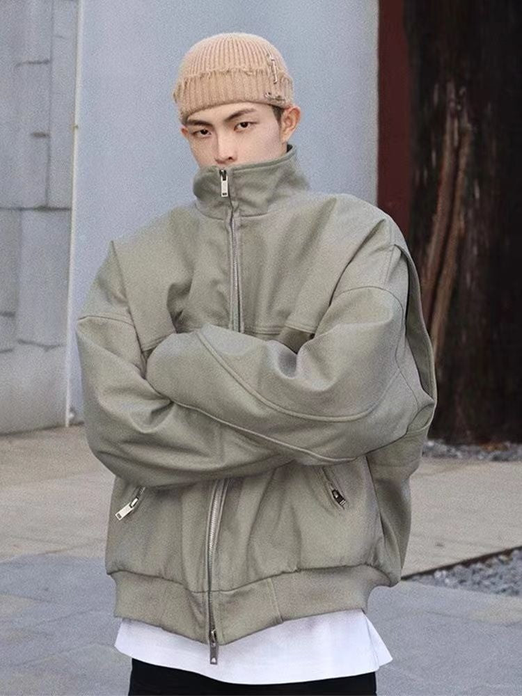 Alpha MA1 Pilot Jacket Men's Short Sleeve Stand Collar Clean Fit Outerwear High Street Style American Baseball Jacket