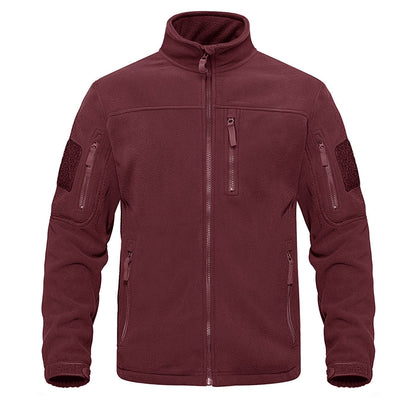TACVASEN Full Zip Up Green Fleece Jacket Thermal Warm Work Coats Mens Zipper Pockets Jacket Hiking Training Outwear Windbreaker